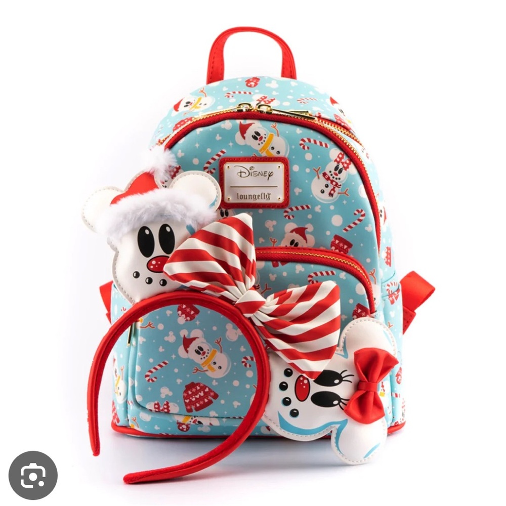 Loungefly: Disney - Minnie and Mickey Snowman Mini Backpack and Headband Set - Picture 2 of 7